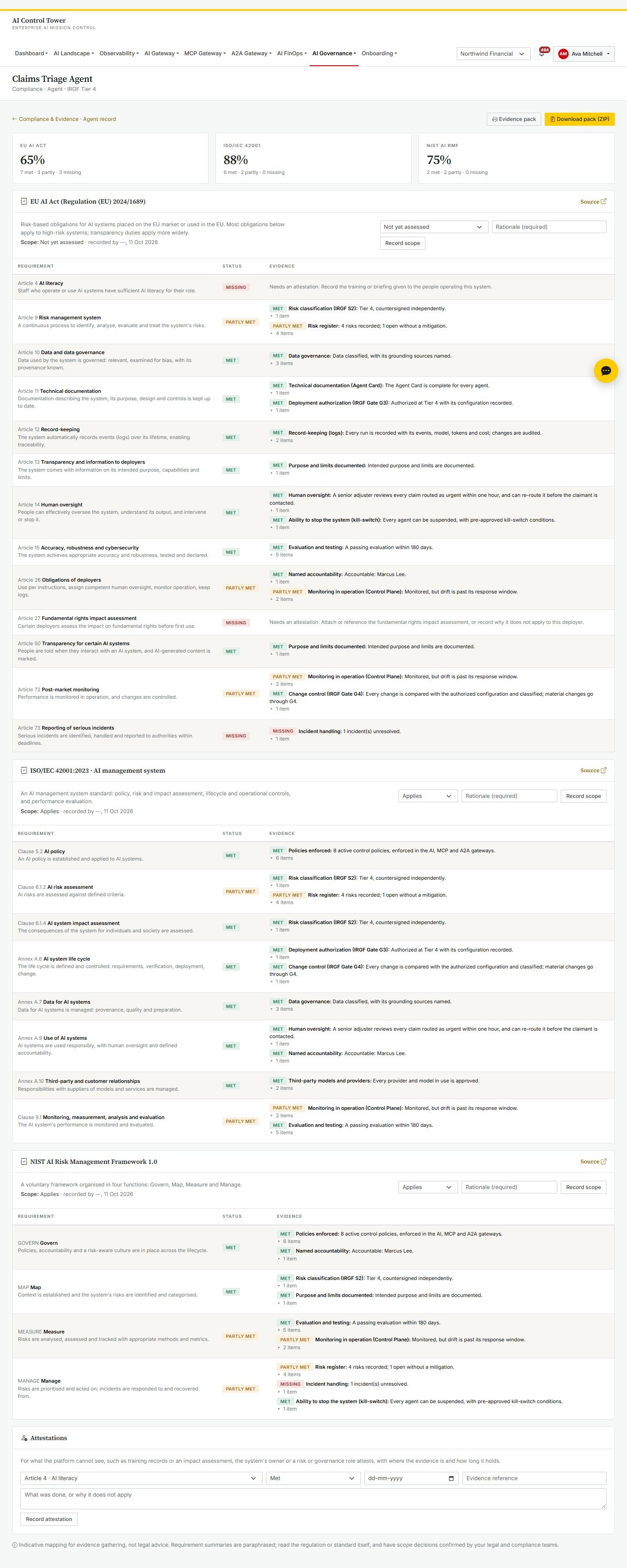 A system's requirements and evidence